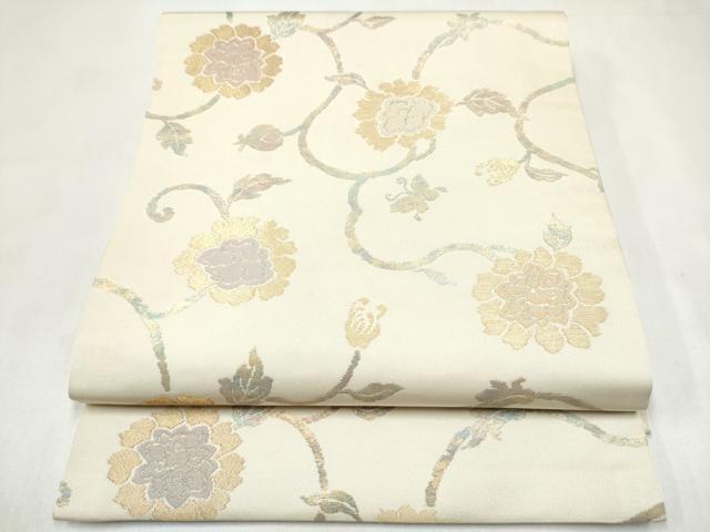 平和屋着物●九寸開き名古屋帯 牡丹唐草文 正絹 逸品 CABL5061hy