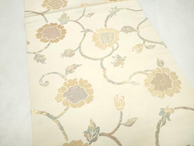 平和屋着物●九寸開き名古屋帯 牡丹唐草文 正絹 逸品 CABL5061hy