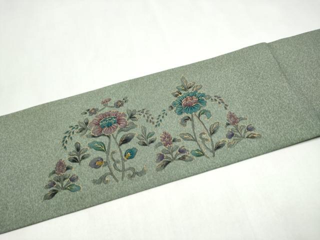 平和屋着物●九寸名古屋帯 花鳥唐草文 金彩 正絹 逸品 CABL5064hy