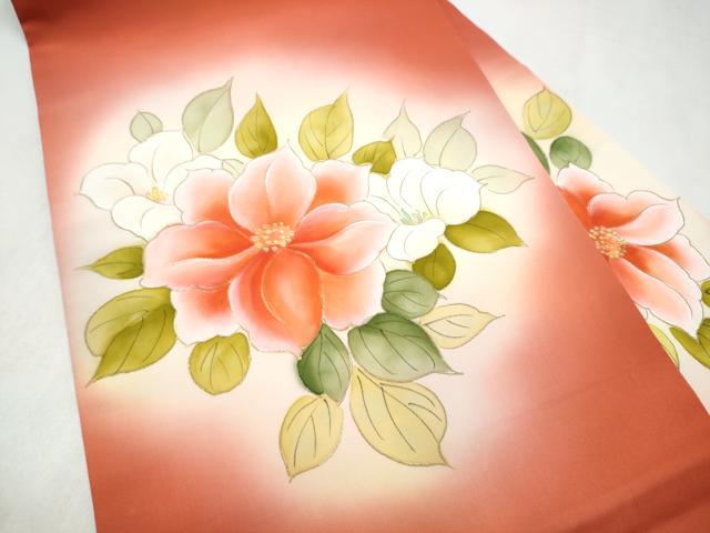 平和屋着物●塩瀬 九寸名古屋帯 手描き 舞花文 金彩 正絹 逸品 CABL5079hy