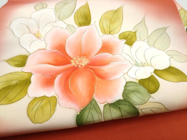 平和屋着物●塩瀬 九寸名古屋帯 手描き 舞花文 金彩 正絹 逸品 CABL5079hy