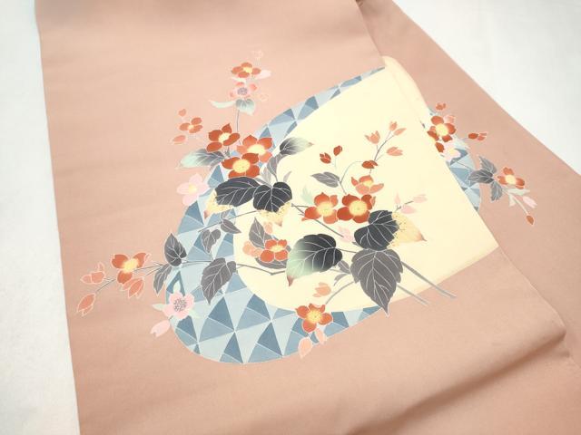 平和屋着物●塩瀬 九寸名古屋帯 友禅 枝花文 正絹 逸品 CABL5080hy