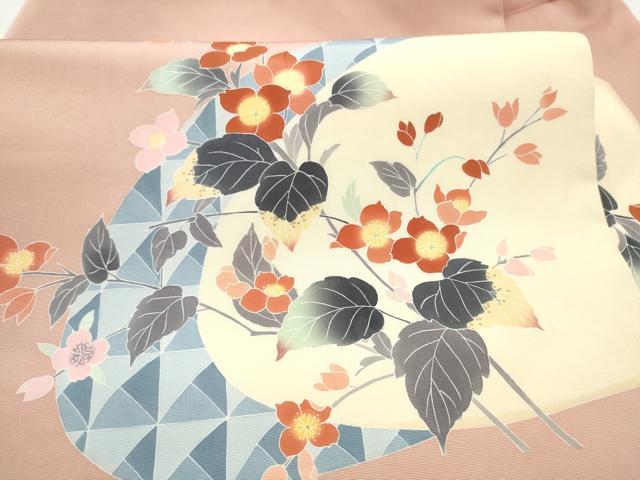 平和屋着物●塩瀬 九寸名古屋帯 友禅 枝花文 正絹 逸品 CABL5080hy