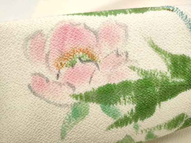 平和屋着物●九寸名古屋帯 作家物 手描き 枝花文 鬼しぼ縮緬 正絹 逸品 CABL5085hy
