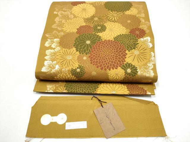 平和屋着物●こむさでもーど・COMME CA DU MODE 西陣 吉村織物謹製 六通柄袋帯 菊 金糸 証紙付き 正絹 逸品 CABL5133hy