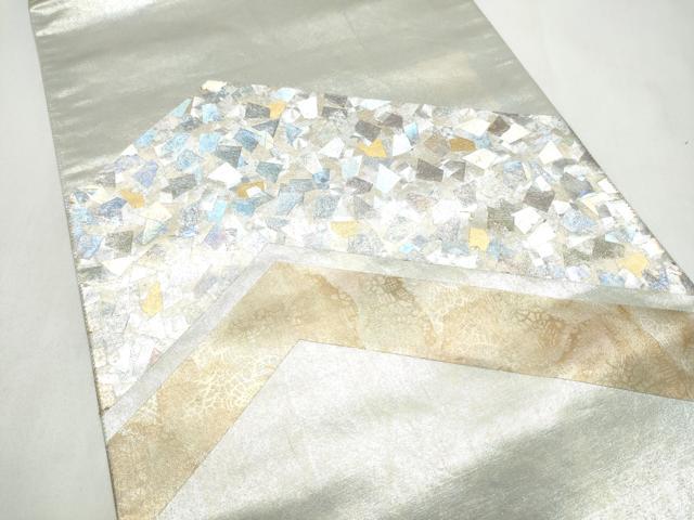 平和屋着物●金彩友禅作家 金彩の魔術師 堀省平 金煌織 太鼓柄袋帯 王朝箔 箔散らし 正絹 逸品 CABL5138hy