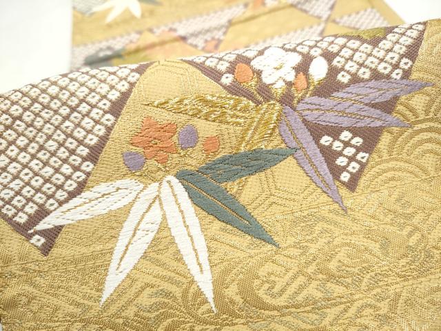 平和屋着物●六通柄袋帯 唐織 鳳凰唐草文 金糸 正絹 逸品 CABL5152hy