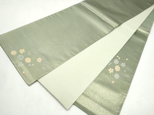 平和屋着物●太鼓柄袋帯 短冊草花文 金糸 正絹 逸品 CABL5172hy