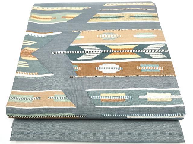 平和屋着物●太鼓柄袋帯 幾何学文様 正絹 逸品 CABL5173hy