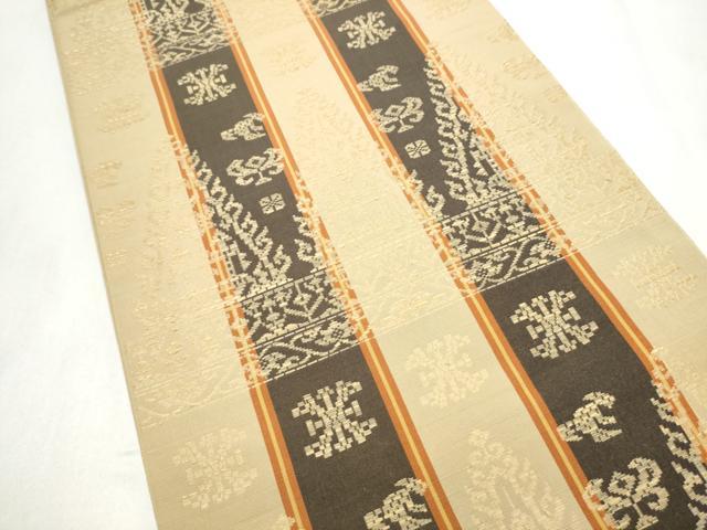 平和屋着物●本場筑前博多織 六通柄袋帯 幾何学間道 正絹 逸品 CABL5177hy