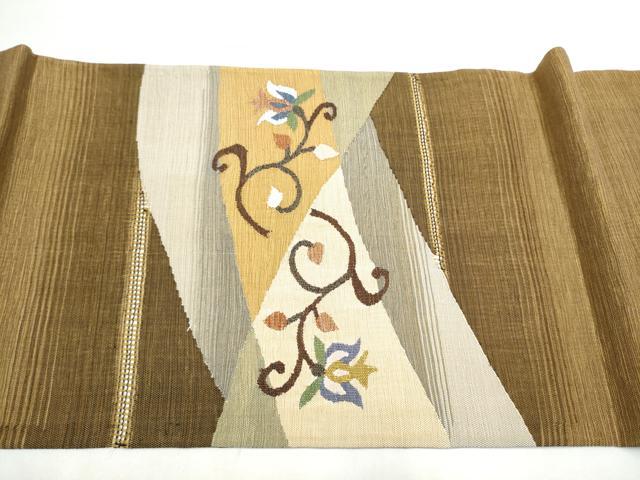 平和屋着物●両面 太鼓柄 京袋帯 すくい織 花唐草文 正絹 逸品 CABL5183hy