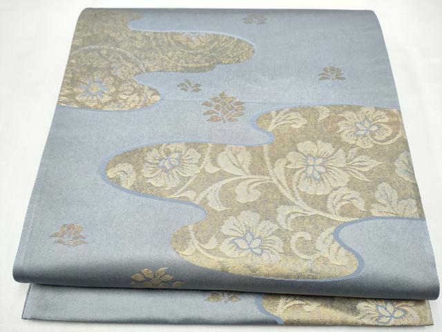 平和屋着物●澤屋重兵衛 六通柄袋帯 花唐草文 金糸 正絹 逸品 CABL5185hy