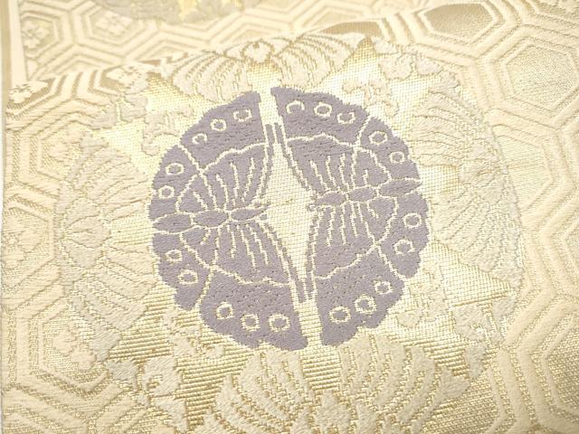 平和屋着物●六通柄袋帯 唐織 鳳凰花蝶丸文 金糸 正絹 逸品 CABL5200hy