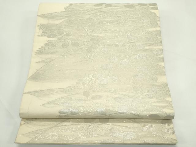 平和屋着物*夏物 六通柄袋帯 萩 銀糸 正絹 逸品 CABL5202rv