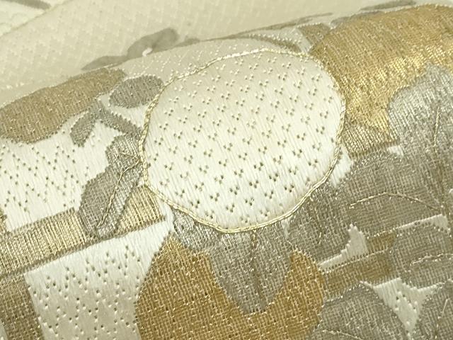 平和屋着物*夏物 太鼓柄袋帯 絽綴れ 総刺繍 駒刺繍 区限刺繍 絽刺し 色紙重ね草花文 金糸 正絹 逸品 CABL5204rv