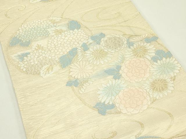 平和屋着物*夏物 六通柄袋帯 流水草花丸文 金銀糸 正絹 逸品 CABL5208rv