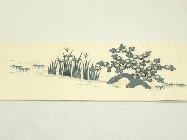 平和屋着物*夏物 九寸名古屋帯 渡り橋風景文 正絹 逸品 CABL5215rv