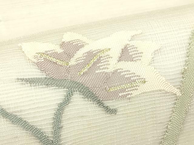平和屋着物*夏物 太鼓柄袋帯 すくい織 草花文 金銀糸 正絹 逸品 CABL5217rv