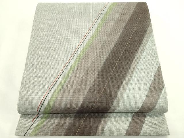 平和屋着物*夏物 両面 六通柄袋帯 斜線文 金彩 正絹 逸品 CABL5238rv