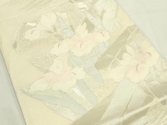 平和屋着物*夏物 六通柄袋帯 杜若 銀糸 正絹 逸品 未使用 CABL5239rv