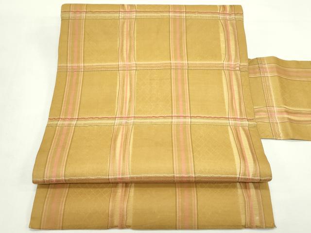 平和屋着物*夏物 九寸名古屋帯 格子柄 正絹 逸品 CABL5259rv
