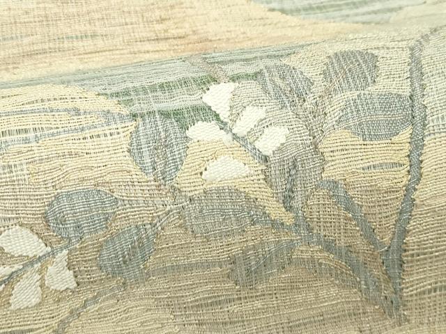 平和屋着物*夏物 太鼓柄袋帯 すくい織 遠山秋草文 金糸 正絹 逸品 CABL5261rv