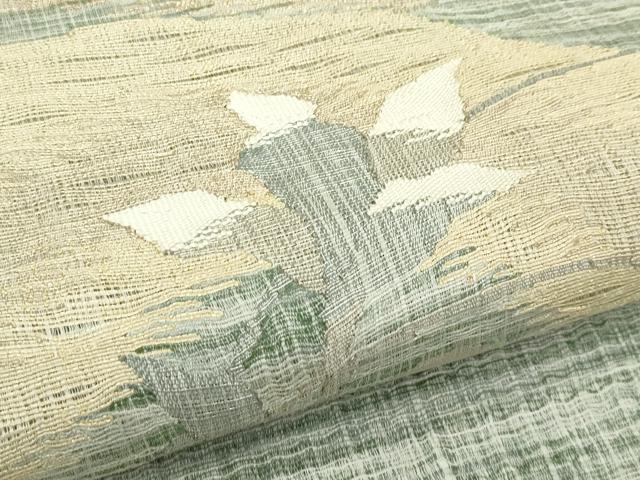 平和屋着物*夏物 太鼓柄袋帯 すくい織 遠山秋草文 金糸 正絹 逸品 CABL5261rv