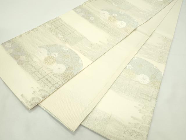平和屋着物*夏物 六通柄袋帯 唐織 立波菊花文 金銀糸 正絹 逸品 未使用 CABL5264rv