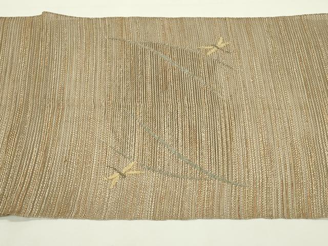 平和屋着物*夏物 八寸名古屋帯 トンボ 芝草文 金銀糸 正絹 逸品 CABL5266rv