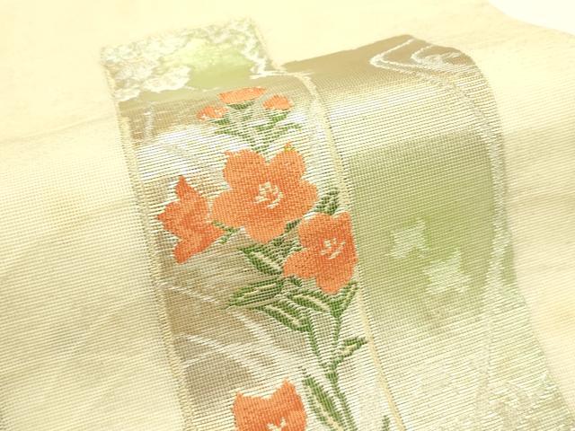 平和屋着物*夏物 九寸名古屋帯 短冊草花文 金銀糸 正絹 逸品 CABL5277rv