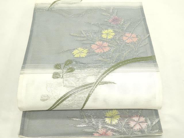 平和屋着物*夏物 六通柄 京袋帯 萩 撫子 銀糸 CABL5291rv
