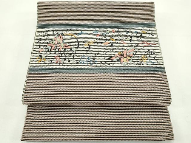 平和屋着物*夏物 八寸名古屋帯 ロつ 舞蝶草木文 正絹 逸品 CABL5303rv