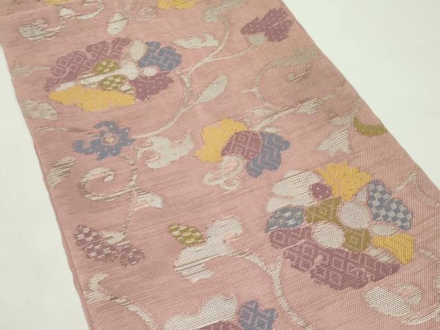 平和屋着物*夏物 六通柄 本袋帯 更紗花文 銀糸 正絹 逸品 CABL5306rv