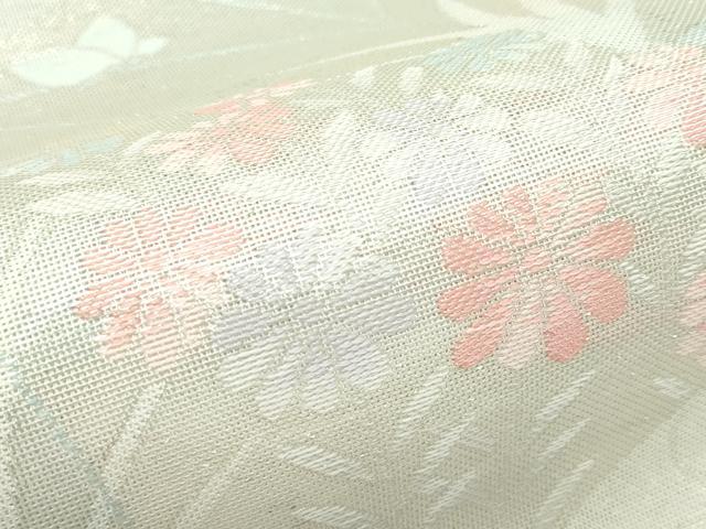 平和屋着物*夏物 六通柄袋帯 秋草文 銀糸 CABL5314rv