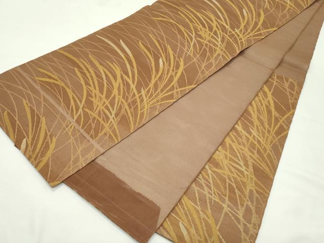 平和屋着物*夏物 六通柄 本袋帯 芝草文 金糸 正絹 逸品 CABL5333rv