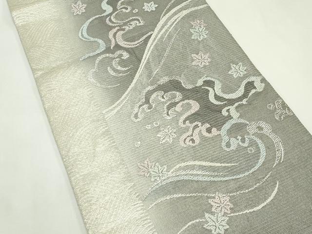 平和屋着物*夏物 六通柄袋帯 竜田川 銀糸 正絹 逸品 CABL5372rv