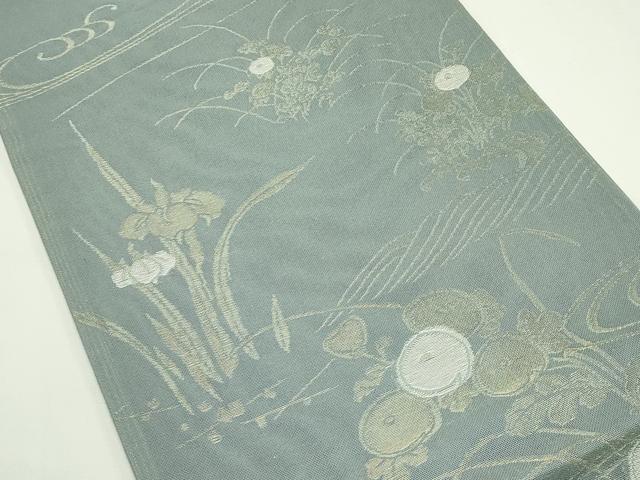 平和屋着物*夏物 六通柄袋帯 菊 杜若 金糸 正絹 逸品 CABL5375rv