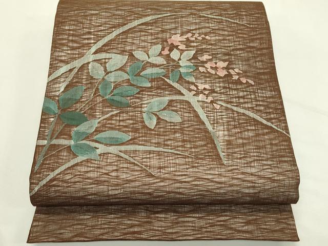 平和屋着物*夏物 太鼓柄袋帯 すくい織 草花文 正絹 逸品 未使用 CABL5386rv