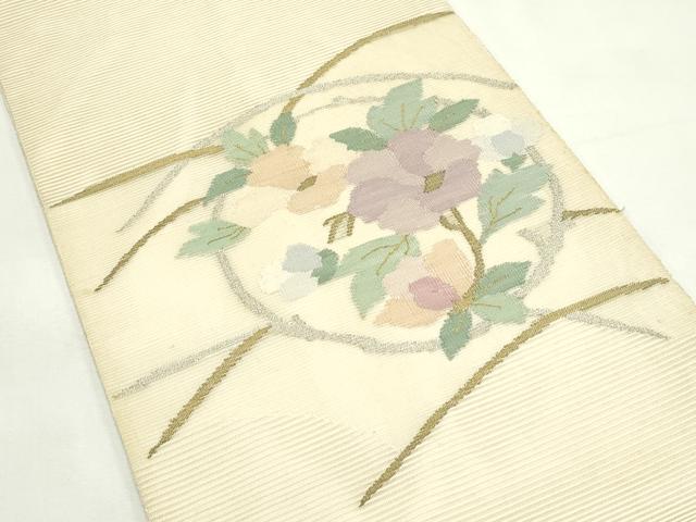 平和屋着物*夏物 太鼓柄袋帯 絽綴れ 草花丸文 金銀糸 正絹 逸品 CABL5399rv