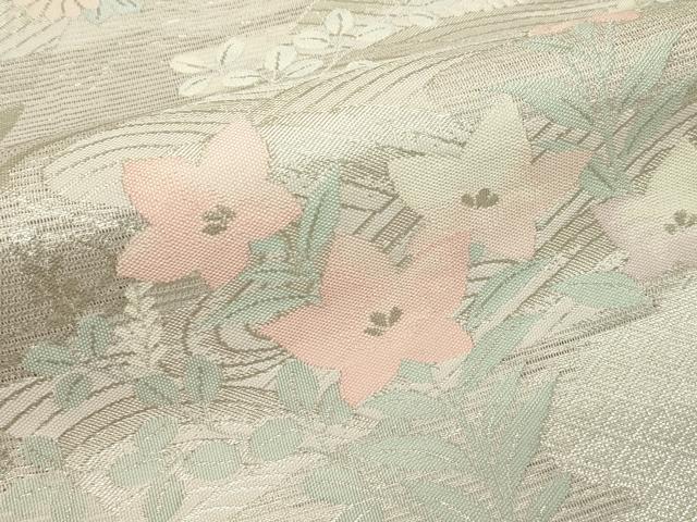 平和屋着物*夏物 六通柄袋帯 秋草文 銀糸 正絹 逸品 CABL5412rv