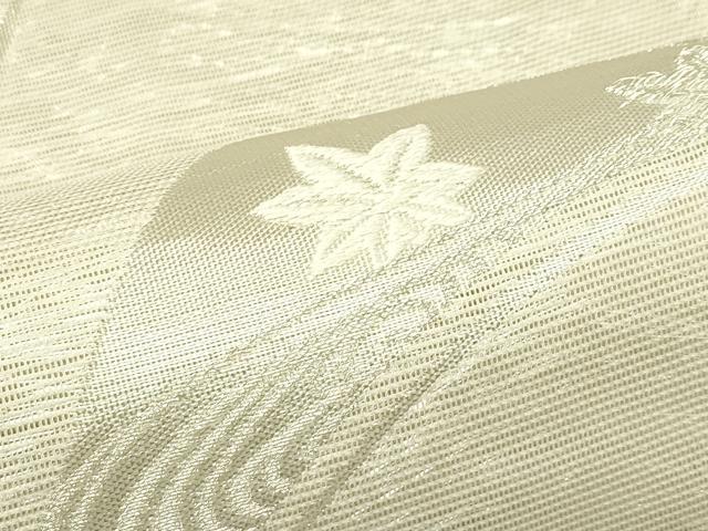 平和屋着物*夏物 六通柄袋帯 唐織 扇面秋草文 銀糸 正絹 逸品 CABL5413rv