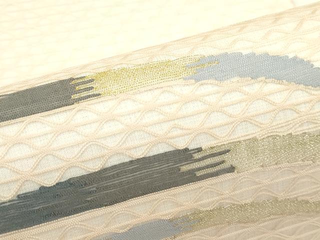 平和屋着物*夏物 太鼓柄袋帯 すくい織 芝草文 金銀糸 正絹 逸品 未使用 CABL5417rv