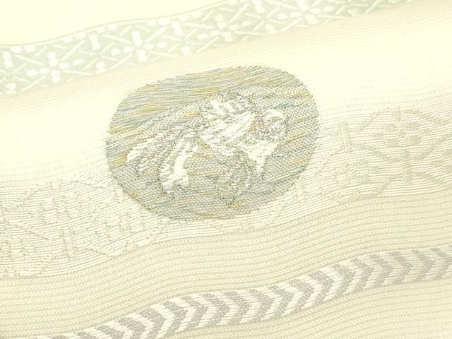 平和屋着物*夏物 六通柄袋帯 唐織 金魚 横段文 銀糸 正絹 逸品 CABL5419rv