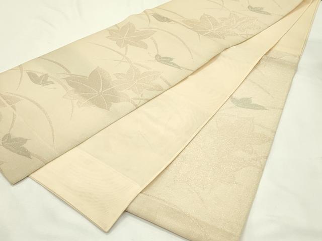 平和屋着物*夏物 六通柄袋帯 芝草楓文 ラメ糸 正絹 逸品 CABL5421rv