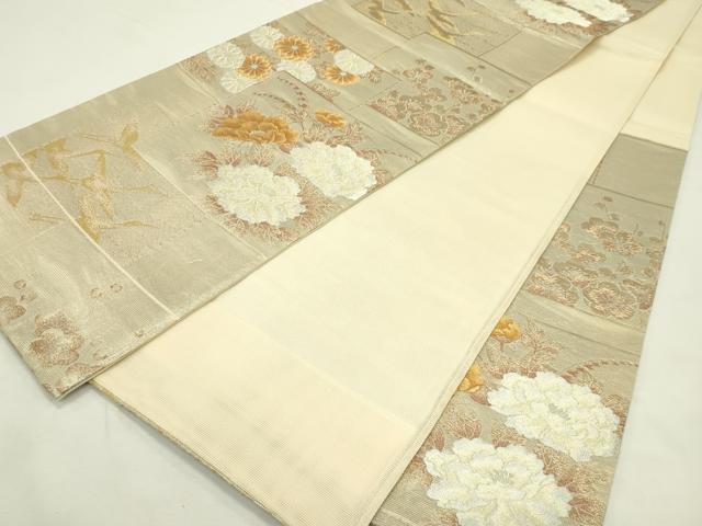 平和屋着物*夏物 六通柄袋帯 色紙重ね草花文 金銀糸 正絹 逸品 CABL5425rv