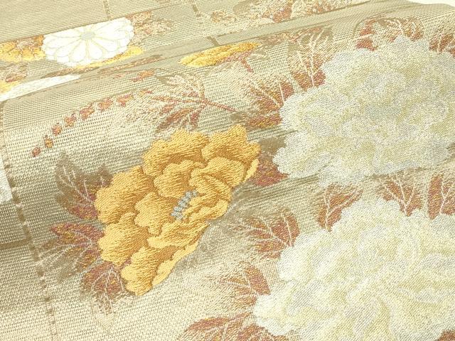平和屋着物*夏物 六通柄袋帯 色紙重ね草花文 金銀糸 正絹 逸品 CABL5425rv