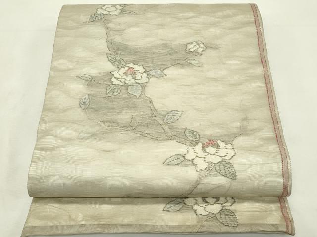 平和屋着物*夏物 六通柄袋帯 枝牡丹 銀糸 正絹 逸品 CABL5429rv