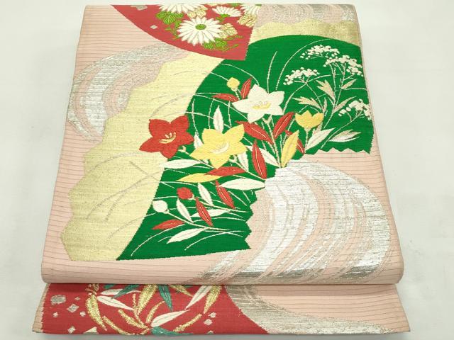 平和屋着物*夏物 アンティーク 大正ロマン 六通柄 本袋帯 唐織 流水秋草文 金銀糸 正絹 逸品 CABL5434rv