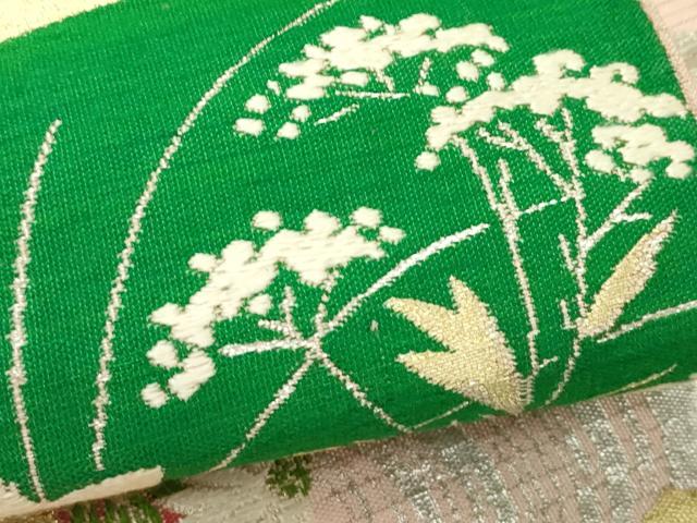 平和屋着物*夏物 アンティーク 大正ロマン 六通柄 本袋帯 唐織 流水秋草文 金銀糸 正絹 逸品 CABL5434rv