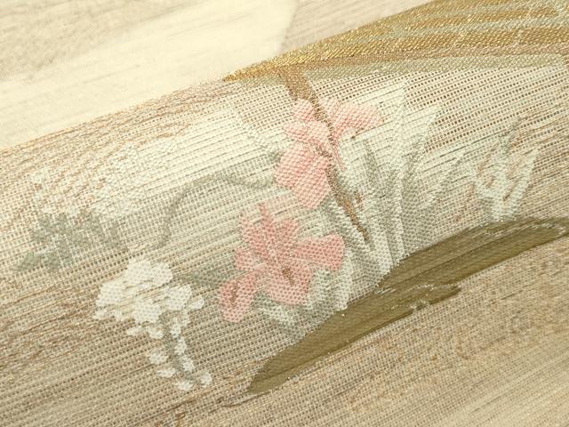 平和屋着物*夏物 六通柄袋帯 風景文 金糸 正絹 逸品 未使用 CABL5439rv